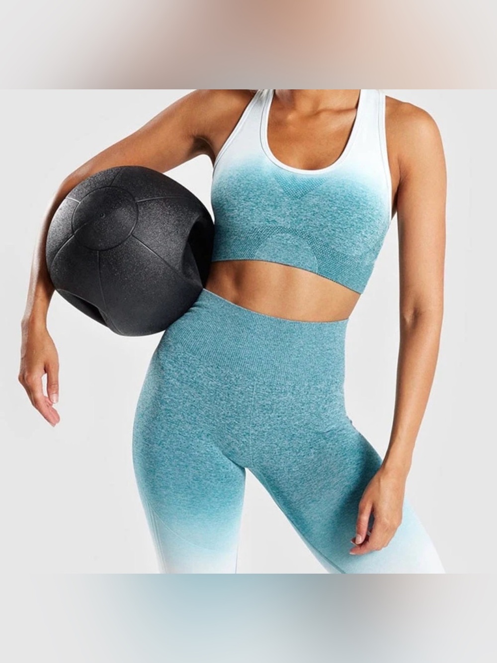 Gymshark Adapt Ombre Seamless Matching Workout Set — Blue Gradient, Size XS